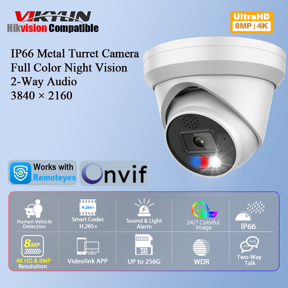 Lowe'S Home Improvement - Vikylin 4K 8MP Alarm-Farb-IP-Kamera, 2-Wege-Audio, Erkennung