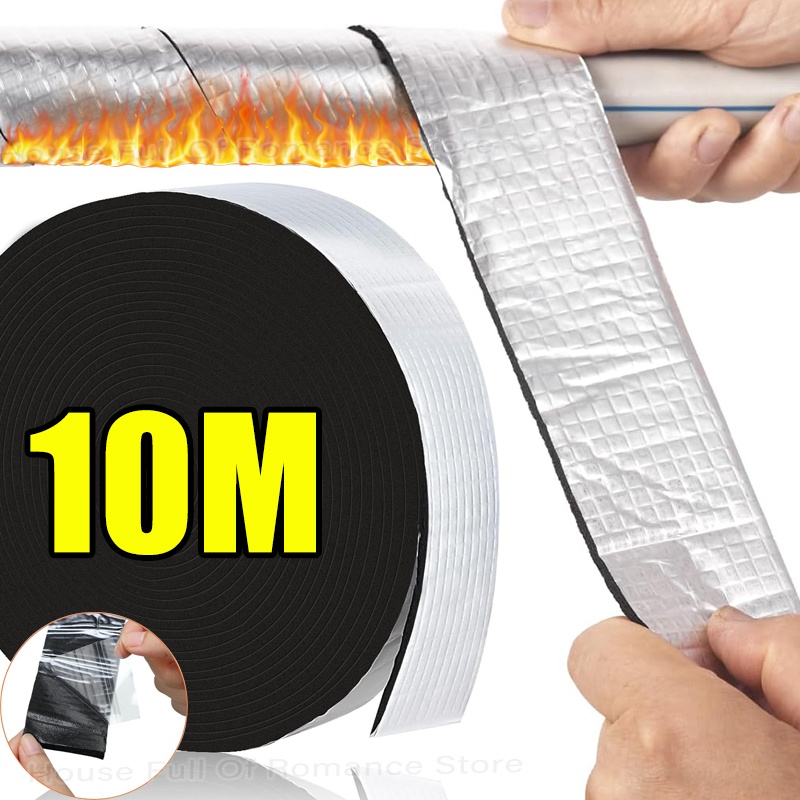 Pipe Insulation Foam - Outdoor-Schaumstoff-Wärmeisolierband 2/10M Winter-Pipeline-Isolierung Aluminiumfolie Schwarz Brandschutz