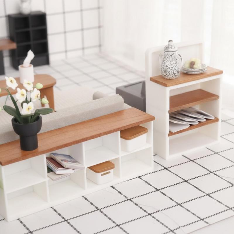 Home Improvement Furniture - @ Miniatur-Sideboard/TV-Schrank 1/12 Puppenhaus-Aufbewahrungsregal Szenendekoration Spielzeug